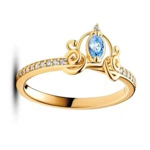 Elegant 925 Gold and Blue Gemstone Ring Sz 8